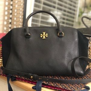 Tory burch Kira leather and suede satchel